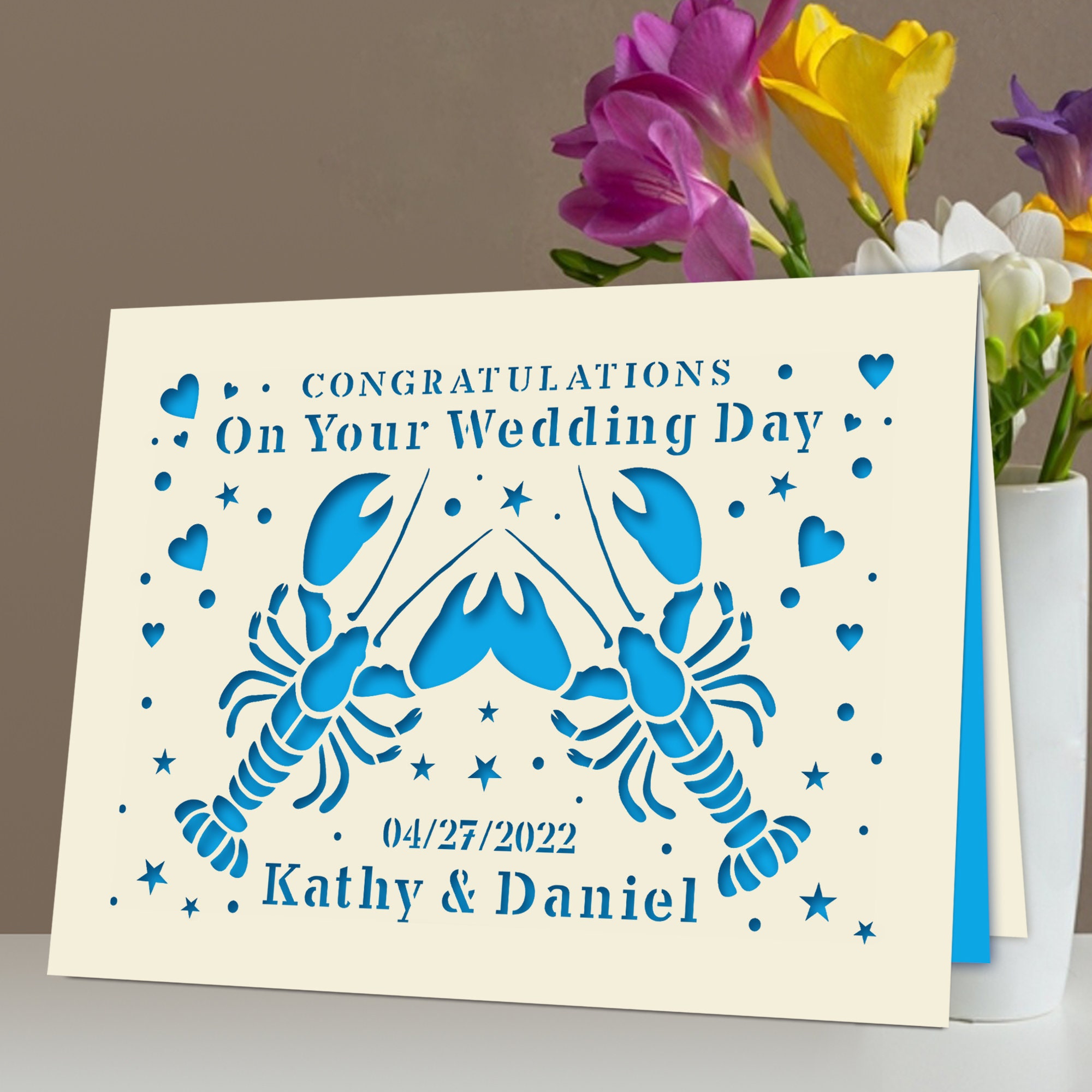 Personalized Wedding Card Custom Wedding Gift With Names and Date ...