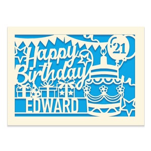 Personalized Happy Birthday Card Paper Cut Happy Birthday Card for Friends Kids Custom Birthday Gift for 16th 18th 21st 30th Birthday image 4