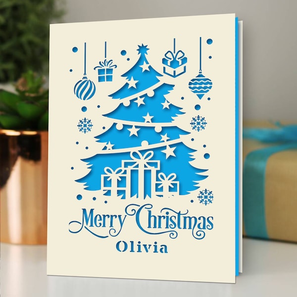 Christmas Cards Personalized Merry Christmas Cards Gifts Greeting Cards Xmas Gifts Custom Laser Paper Cut Card for Kids Son Daughter Niece