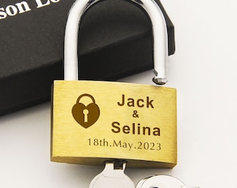 Candado personalizado, candado grabado, candado de amor, candados personalizados para ella, él, pareja, aniversario, regalos de boda, candado de puente