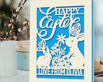 Tarjetas de Pascua personalizadas, regalos de Pascua personalizados para hija, nieta, nieto, hijo, tarjetas de Pascua para esposa, mamá, tarjeta de conejito