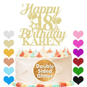 Personalized Cake Topper Customized Happy Birthday Cake Decoration with Any Name Age Glitter Cake Topper 16th 18th 21st 30th 50th Birthday