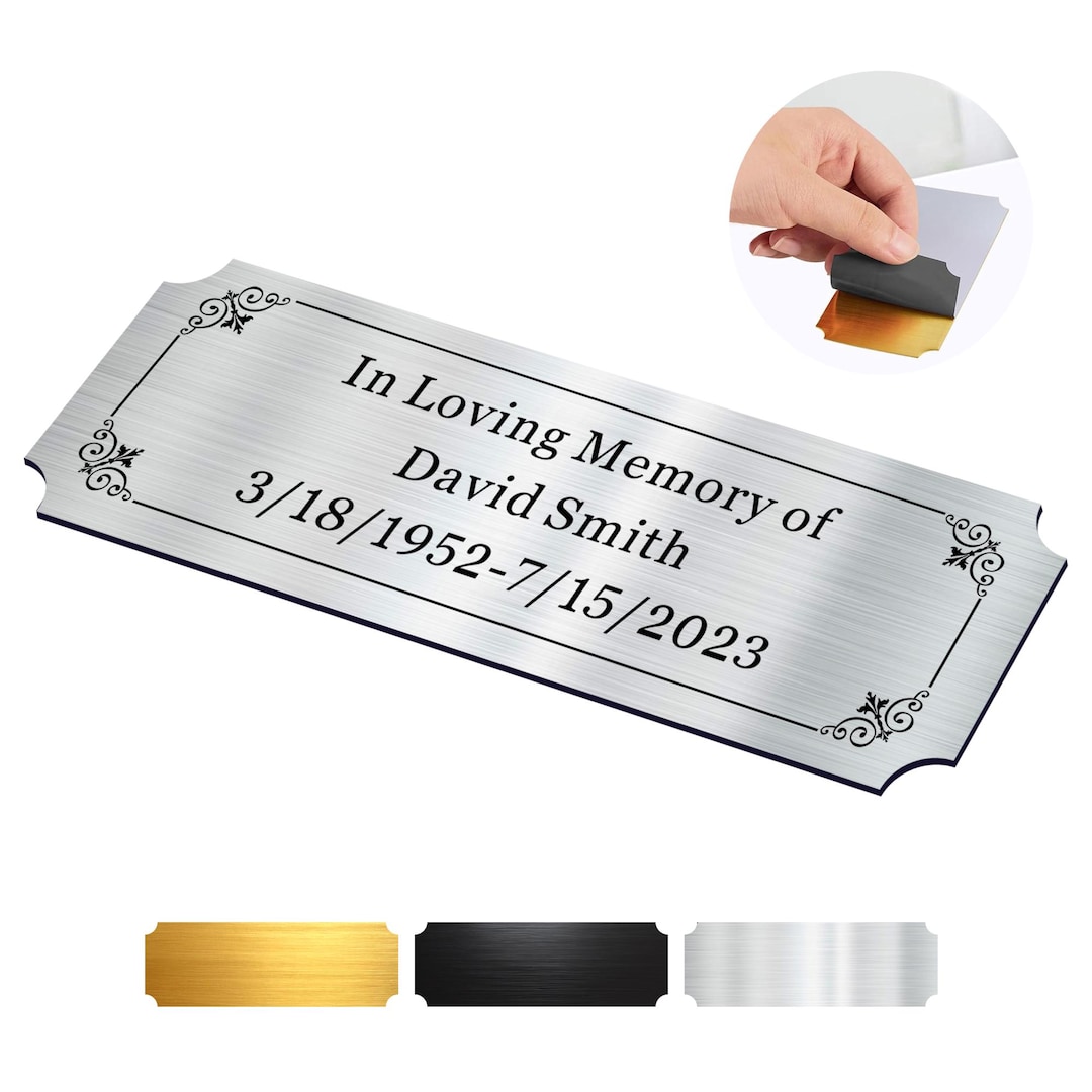Personalized Memorial Name Plate With Adhesive Backing (1x3in) - Etsy