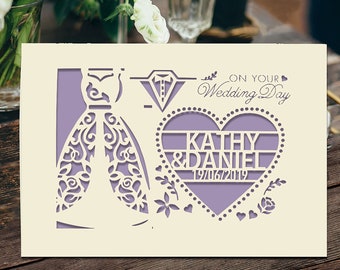 Personalized Wedding Card Laser Cut Wedding Anniversary Card, Congratulations Wedding Greeting Card Forever and Always with Envelopes