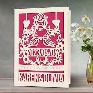 Wedding Card Personalized Wedding Card Laser Cut Wedding Anniversary Card Wedding Cards Gifts for Lover Couples Girl Women Wife Her