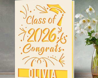 Personalized Graduation Gifts Custom Cards Congrats Grad Class of 2026 Greeting Cards Laser Paper Cut Card for Her Him Son Daughter Friend