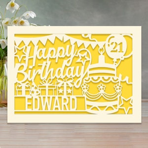 Personalized Happy Birthday Card Paper Cut Happy Birthday Card for Friends Kids Custom Birthday Gift for 16th 18th 21st 30th Birthday image 5