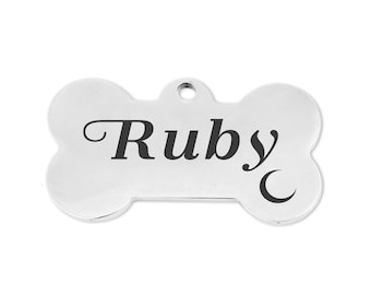 Personalized Engraved Dog Tag, Cat Tag, Pet Tag Puppy Name ID Tag Bone Round Tag Finished in US