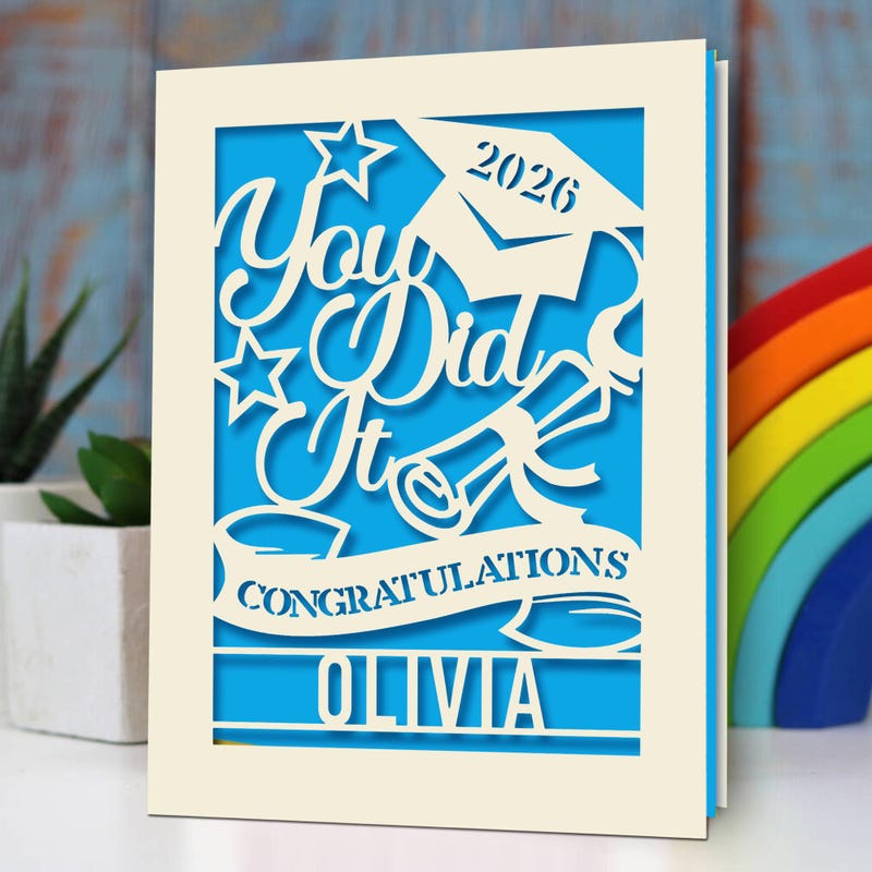 Personalized Graduation Card, Laser Cut Paper Art, Class of 2026