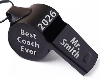 Personalized Whistle for Coaches, Thank You Teacher Gifts, Engraved Sports Whistle with Lanyard for Teachers, Coachers, Referees