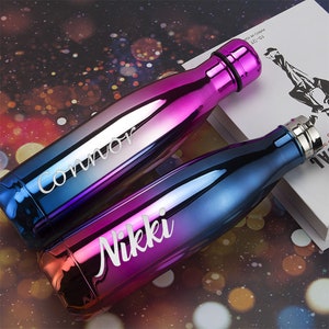 Personalized Engraved Insulated Water Bottle Stainless Steel Double Walled Drink Bottle Keep 12 Hours Hot & 24 Hours Cold 500ML Vaccum Flask