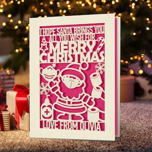Personalized Christmas Card for Kids  Granddaughter Grandson Son Daughter 2025 Merry Xmas Cards Santa Gift for Girl Boy Brother Sister