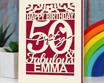 Personalized Birthday Cards Laser Paper Cut Card Custom Gift Cards Birthday Greeting Card on 30th 40th 50th 60th 70th 75th 80th 90th