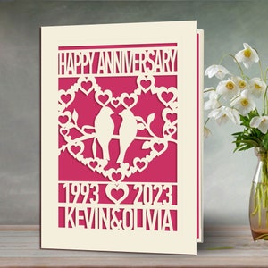 Personalized Anniversary Card with Couples Names Customized Happy Anniversary Gift for 20th 30th 50th Wedding Anniversary