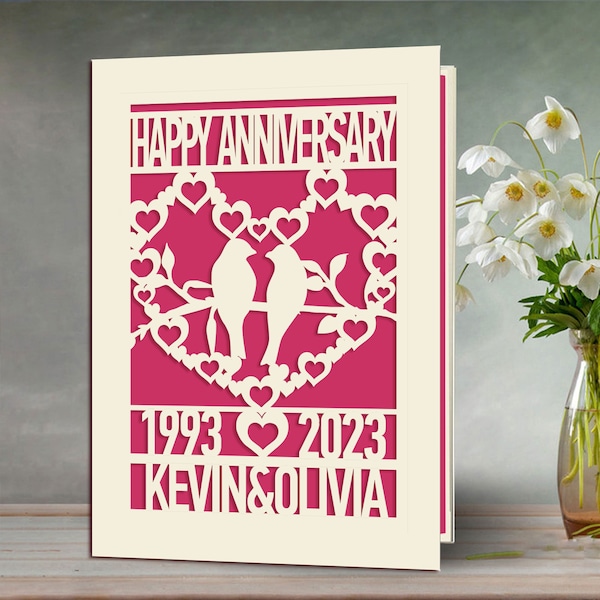 Personalized Anniversary Card with Couples Names Customized Happy Anniversary Gift for 20th 30th 50th Wedding Anniversary