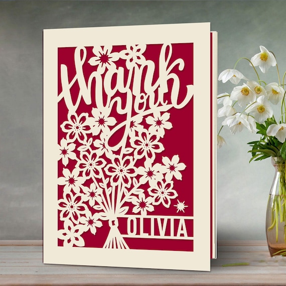 Personalized Thank You Card | Laser Paper Cut Thank You Teacher Card with Envelopes | Custom Thank You Gift for Teacher Nursery
