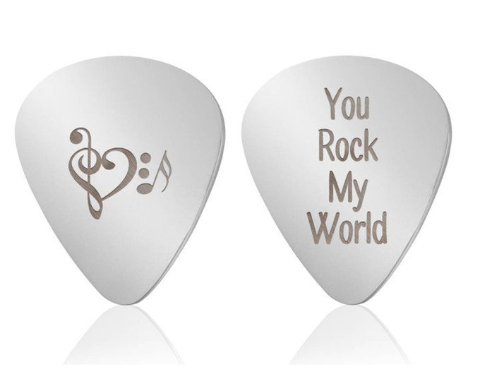 Personalized Guitar Picks Engraved Stainless Steel Guitar Plectrums Picks with Leather Case Custom Gift for Father Boyfriend Groom Gift