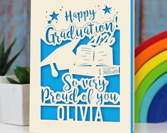 Personalized Graduation Cards Class of 2026, Laser Paper Cut Graduation Card with Envelope, Personalized Graduation Gifts