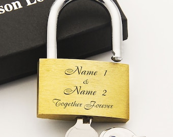 Personalized Padlock Wedding Anniversary Gift Present Love Lock Personalized Engraved Padlock