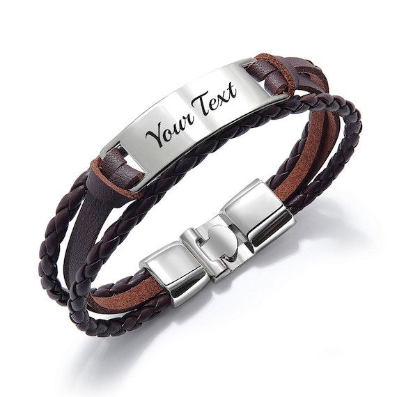 Amazon.com: Skcess Boys Bracelet Silver, Men Wrist Bracelet Leather Simple Leather  Bracelet Stainless Steel Bracelet for Men 16.5cm: Clothing, Shoes & Jewelry