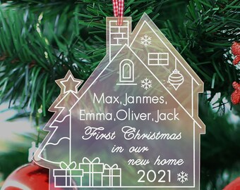 Personalized 1st Christmas Ornaments in New Home Bauble First Xmas decoration for new house Santa Gift Acrylic Christmas Tree Ornament