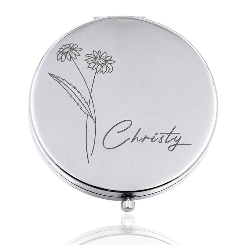 Personalized Compact Mirror Custom Birthday Pocket Mirror Gifts for Women with Birth Month Flower Birthday Gift Christmas Gift with Any Name image 8