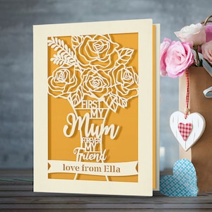 Customized Happy Mothers Day Card Personalized Mothers Day Gift With Flower Design Engraved Card With Any Name for Mum Grandma Present