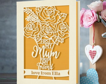 Customized Happy Mothers Day Card Personalized Mothers Day Gift With Flower Design Engraved Card With Any Name for Mum Grandma Present