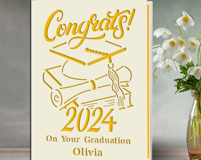 Personalised Graduation Cards for Him Her Graduates Students Congratulations Laser Paper Cut Class of 2023 Greeting Cards with Any Name