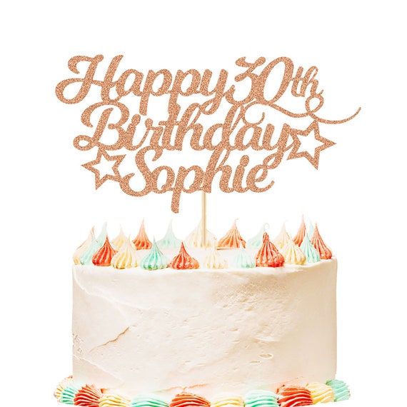 Décoration de gâteau Happy Birthday avec Prénom (personnalisable
