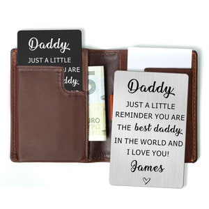 Tarjetas personalizadas para el Día del Padre, regalos de billetera de metal grabada, regalos para papá, regalos para el Día del Padre para papá, regalos para hija, hijo y niños.