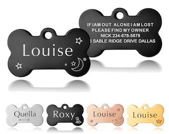Stainless Steel Pet ID Tags Personalized Engraved Dog Tags, Small Cat Tags, Pet Tags Puppy Name Round ID Tags Text Engraved on Both Sides