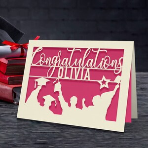 Personalized Graduation Cards for Graduates Students Friends Congratulation Laser Paper Cut Class of 2024 Greeting Card With Envelope image 4
