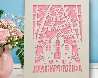 Tarjeta de boda personalizada, regalo de boda, tarjeta de aniversario grabada personalizada, felicitaciones, regalo del día de la boda para ella y él