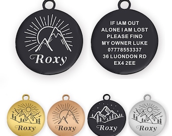 Personalised ID Tags for Dogs Cats Pets Custom Pet Collar Engraved Dog Name Tag for Dog Cat Puppy Stainless Steel 4 Colours 2 Sizes Dog Tags