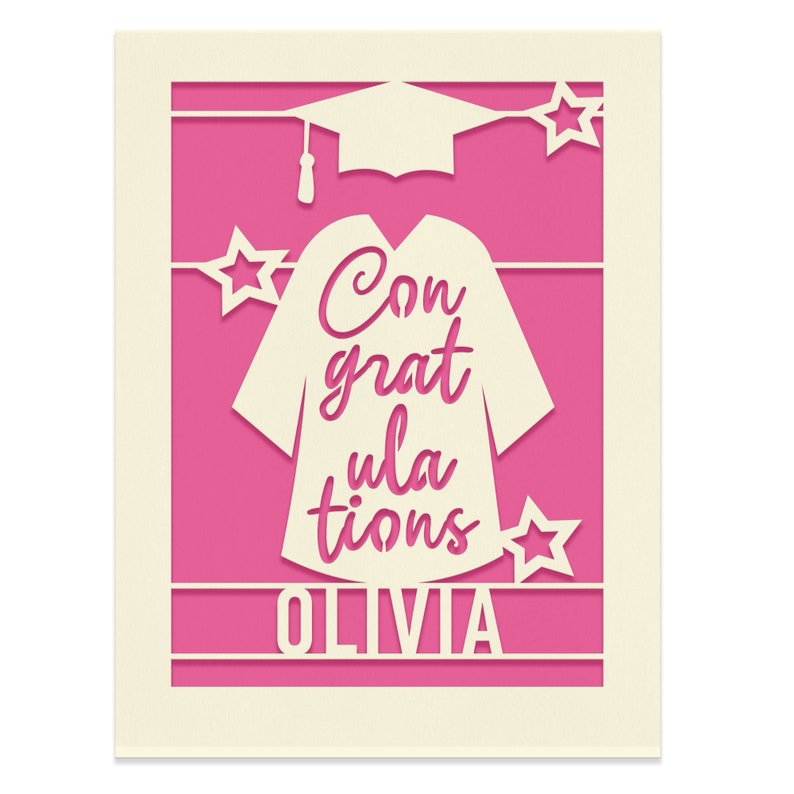 Personalized Graduation Cards for Him Her Daughter Son Graduates Students Friends Congratulation Laser Paper Cut Class of 2023 Greeting Card Fuchsia