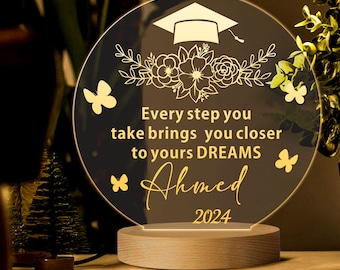 Personalized Graduation Night Light Grad Night Lamp Gifts with Any Name & Year Custom 7 Colors Acrylic Happy Graduation Night Lights