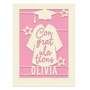 Personalized Graduation Cards for Him Her Daughter Son Graduates Students Friends Congratulation Laser Paper Cut Class of 2023 Greeting Card Candy Pink