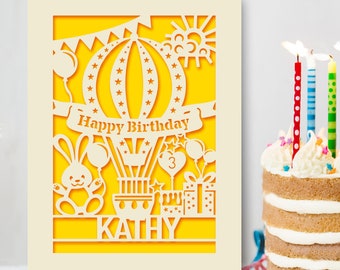 Personalized Happy Birthday Card Paper Cut Custom Birthday Greeting Card With Any Name Any Age Engraved Card For 1st 18th 21st 30th Birthday