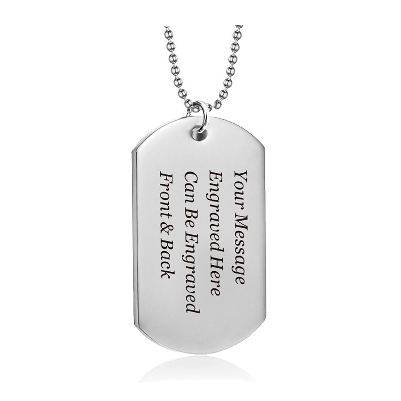 Personalized Engraved Dog Tag Necklace Army Card Identity Necklace Gift for him, boyfriend,husband,dad Birthday, Anniversary Christmas gift Silver