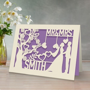 Personalized Anniversary Card Gifts for Him Her Custom Wedding Anniversary Card Mr and Mrs Gifts Laser Paper Cut Cards