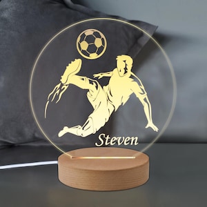 Personalized LED Desk Table Lamp Football Design Night Light Custom football gifts for boys Birthday gifts for boys 7 LED Colours Flashing