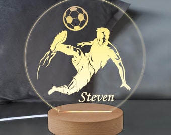 Personalized LED Desk Table Lamp Football Design Night Light Custom football gifts for boys Birthday gifts for boys 7 LED Colours Flashing