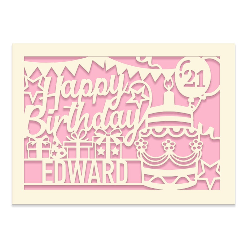 Personalized Happy Birthday Card Paper Cut Happy Birthday Card for Friends Kids Custom Birthday Gift for 16th 18th 21st 30th Birthday image 8