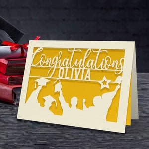 Personalized Graduation Cards for Graduates Students Friends Congratulation Laser Paper Cut Class of 2024 Greeting Card With Envelope image 2