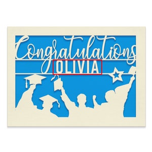 Personalized Graduation Cards for Graduates Students Friends Congratulation Laser Paper Cut Class of 2024 Greeting Card With Envelope Deep Blue