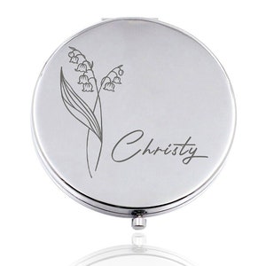 Personalized Compact Mirror Custom Birthday Pocket Mirror Gifts for Women with Birth Month Flower Birthday Gift Christmas Gift with Any Name image 9