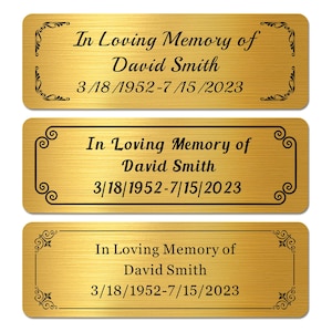 Engraved Name Plates Personalized Memorial Plaques for Doors Urn Name Plate Engraved Custom Engraved Metal Plate with Adhesive Backing