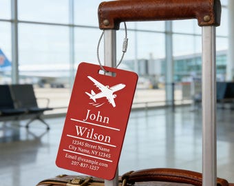 Personalized Luggage Tags for Suitcase Customized Metal Luggage Tags Laser Engraved Aluminum Luggage Tags for Backpacks Travel
