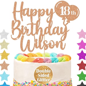 Happy Birthday Cake Topper Personalized Cake Topper Cake Decorations Customized Name & Age for 18th 30th 40th 80th 60th 50th 70th 1st 21st